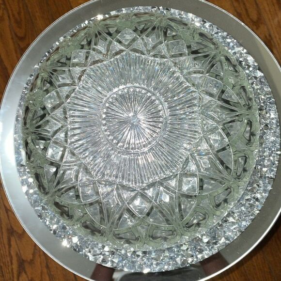 Large 10 inch elegant Round fruit bowl holder kitchen clear glass vintage bowl - Picture 6 of 8